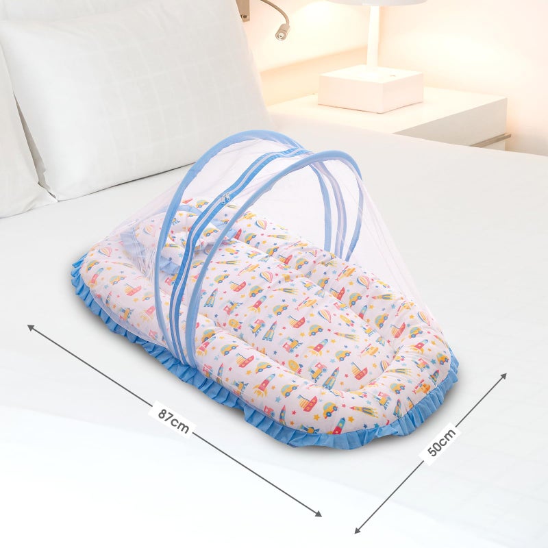 mee mee Mee Mee Cushioned Baby Mattress Set with Mosquito Net and Pillow - Transport - Image 5