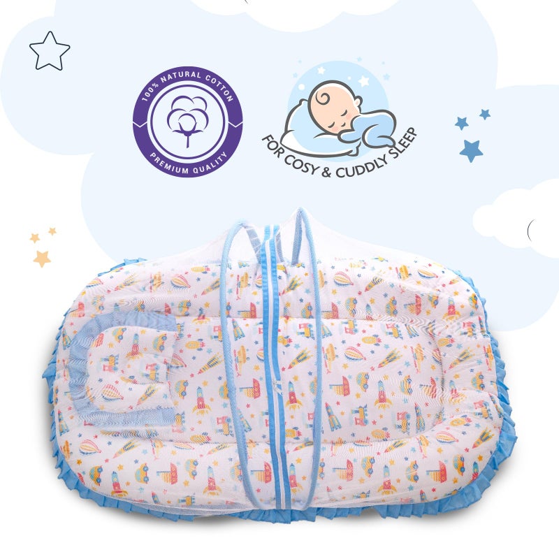 mee mee Mee Mee Cushioned Baby Mattress Set with Mosquito Net and Pillow - Transport - Image 2