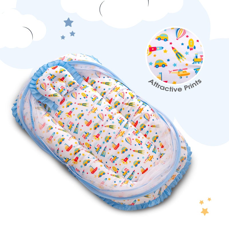 mee mee Mee Mee Cushioned Baby Mattress Set with Mosquito Net and Pillow - Transport - Image 4