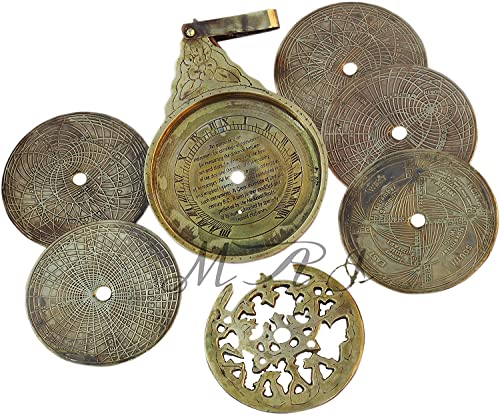 Mai Brass Astrolabe Vintage Antique Astrolabe 8" English Globe Navigation Maritime Astrological Calendar Collectible Navigation Astrolabe by Marine International - Image 1