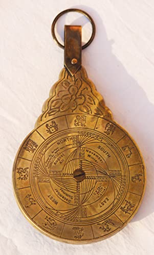 Mai Brass Astrolabe Vintage Antique Astrolabe 8" English Globe Navigation Maritime Astrological Calendar Collectible Navigation Astrolabe by Marine International - Image 4