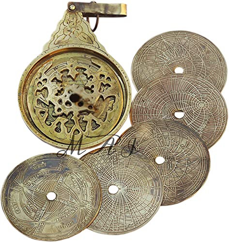 Mai Brass Astrolabe Vintage Antique Astrolabe 8" English Globe Navigation Maritime Astrological Calendar Collectible Navigation Astrolabe by Marine International - Image 5