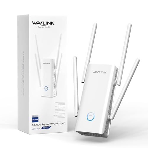 WAVLINK AX3000 موسع واي فاي 6 موسع إنترنت مع 5 هوائيات عالية الكسب تقنية تشكيل الشعاع مزدوج النطاق تغطية كاملة للمنزل منفذ جيجابت وضع مكررAPRouter لـ 256 جهاز - Image 1