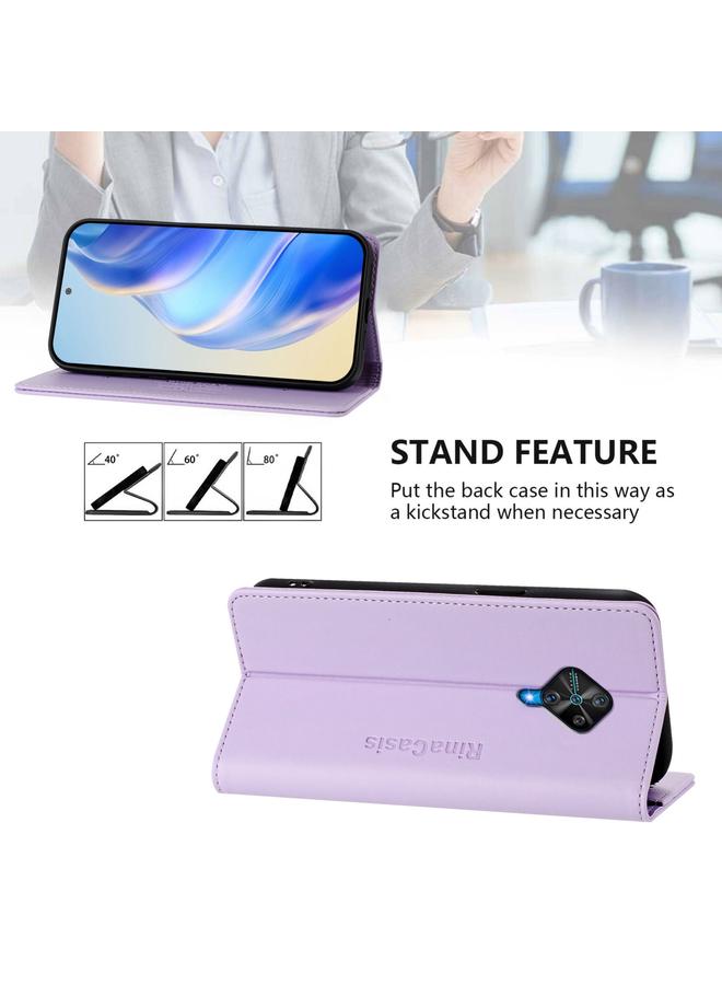 erorex Case For vivo Y31 4G 2021 India / Y53s RC01 Dual-Folded Magnetic Suction RFID Leather Phone Case - Image 4