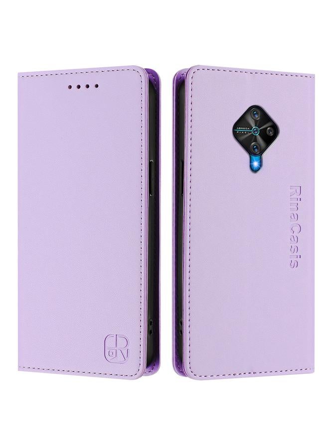 erorex Case For vivo Y31 4G 2021 India / Y53s RC01 Dual-Folded Magnetic Suction RFID Leather Phone Case - Image 2