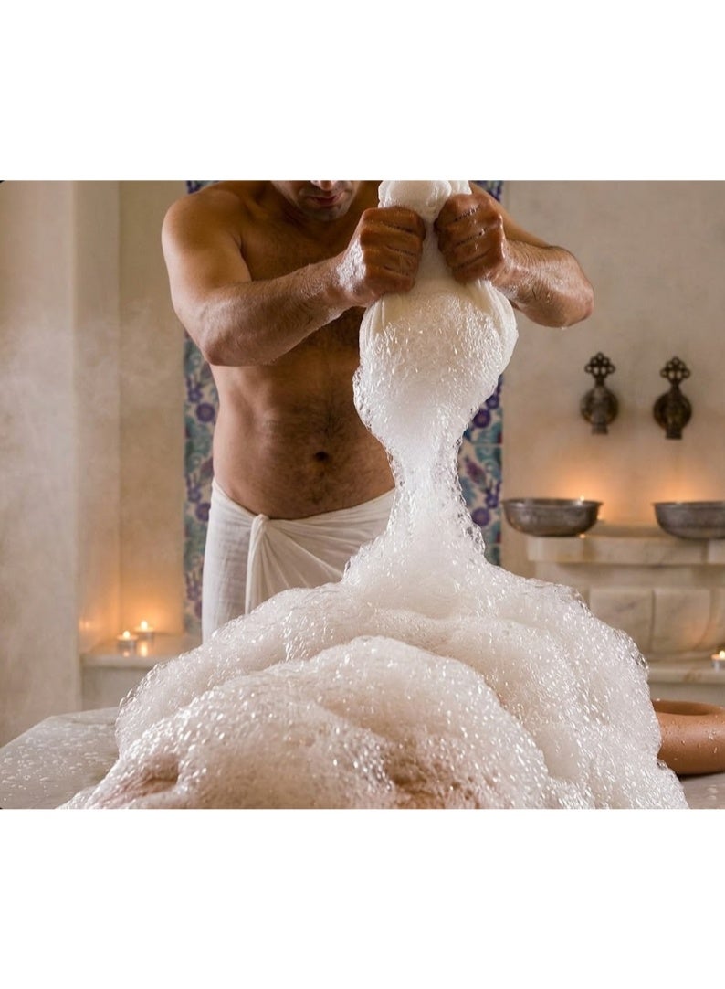 كيس رغوة الحمام التركي – كيس تدليك الفقاعات للحمام التركي مصنوع من القطن - Image 4