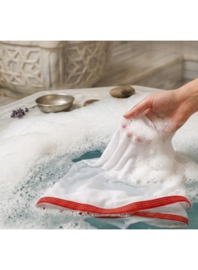 كيس رغوة الحمام التركي – كيس تدليك الفقاعات للحمام التركي مصنوع من القطن - Image 2