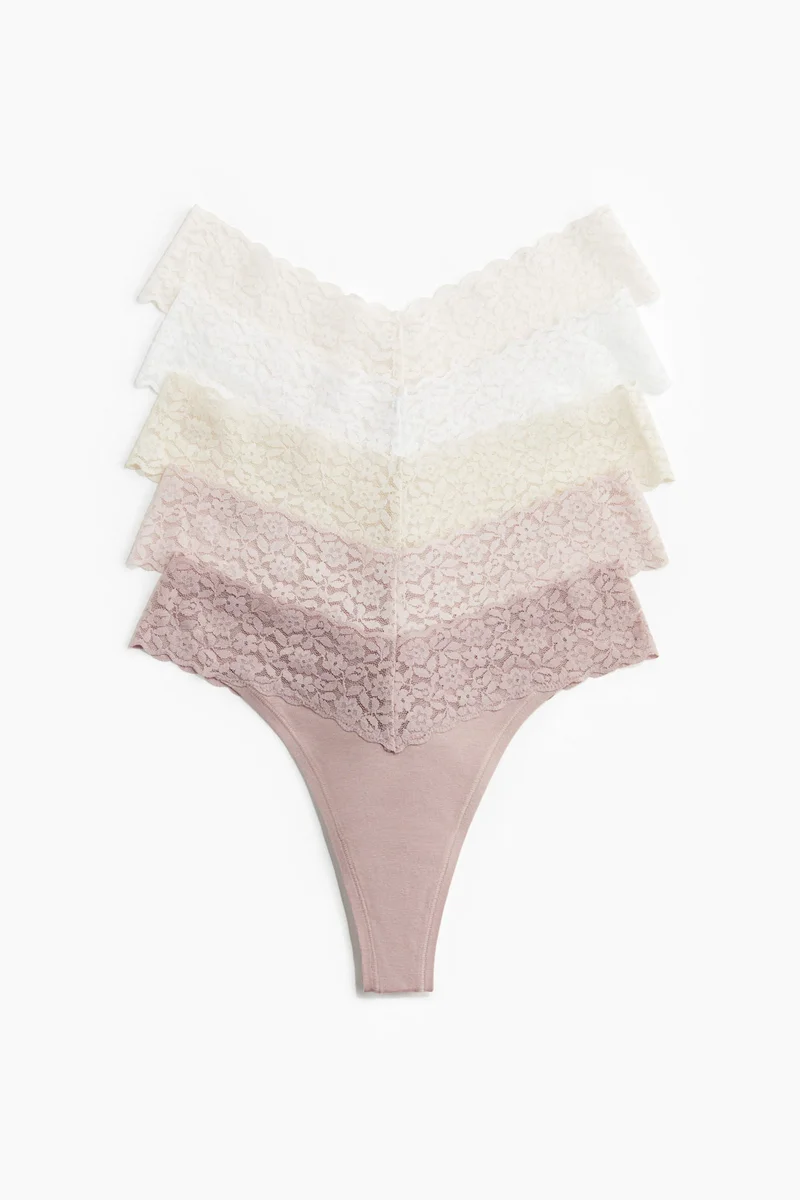 H&M 5-pack lace thong briefs