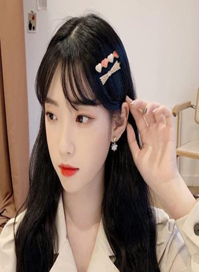 Kalaneet Metal Hair Clips Barrettes Pins for Women Geometric Shape Hollow Hairpin Korean Clip Clamps, Pearl Clips, Combo Pack of 8 Design Girls (Cherris) (Beauty Multi 117) - Image 4
