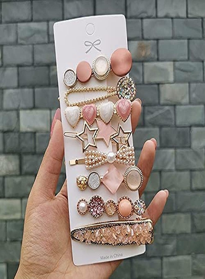 Kalaneet Metal Hair Clips Barrettes Pins for Women Geometric Shape Hollow Hairpin Korean Clip Clamps, Pearl Clips, Combo Pack of 8 Design Girls (Cherris) (Beauty Multi 117) - Image 2