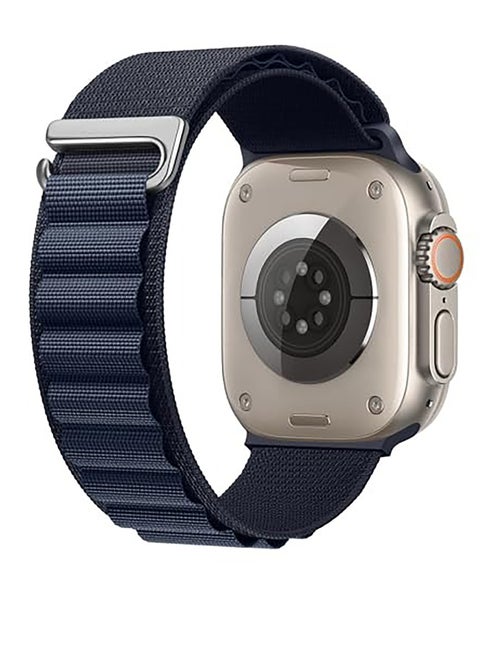 حزام من النايلون بحلقة Trail/Alpine متوافق مع Apple Watch Band 38 مم 40 مم 41 مم، قابل للتعديل بحزام خطاف معدني على شكل حرف C لـ iWatch Series 9/8/7/6/5/4/3/2/1/SE2/ SE ديب بلو