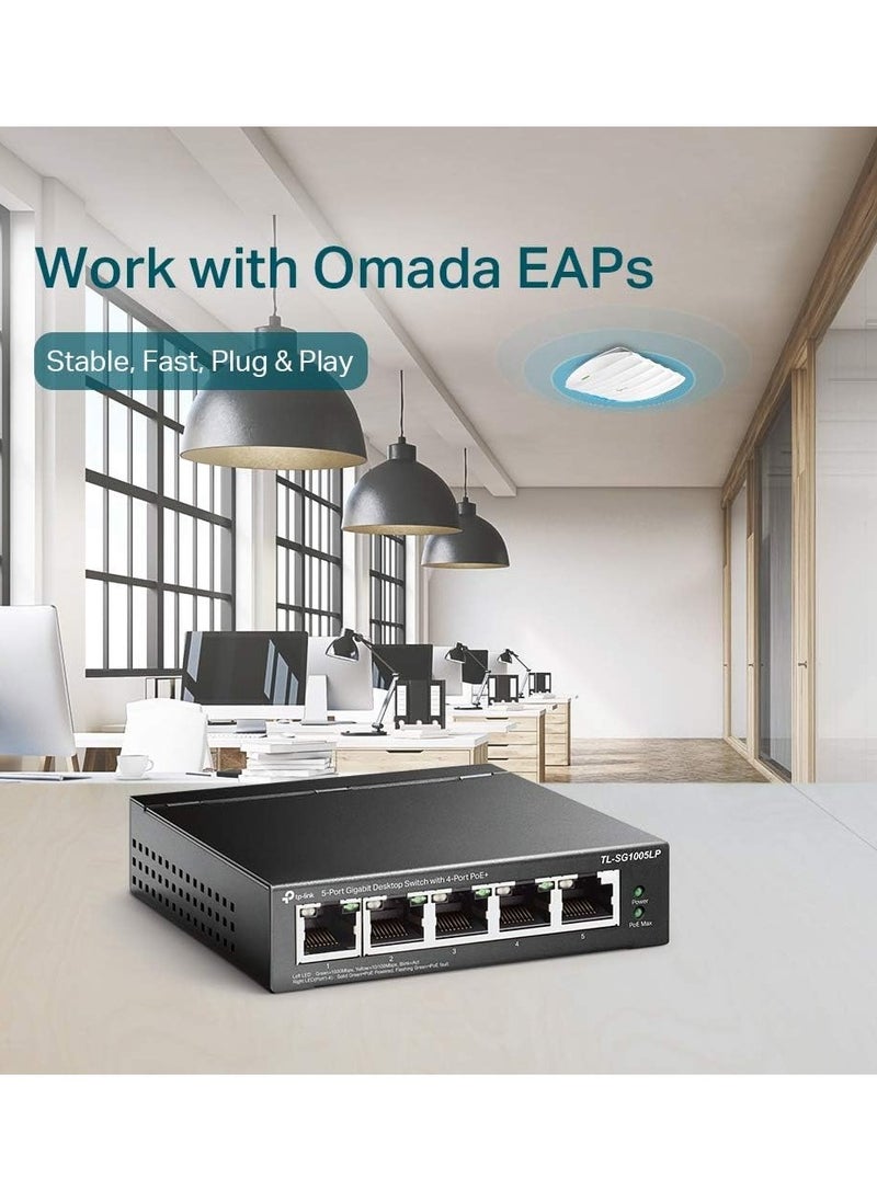 Tp-link Tl - TP Link PoE Switch 5 Port Gigabit 4 PoE+ ports up to 30 W for each PoE port and 40 W for all PoE ports Metal Casing Plug and Play Ideal for IP Surveillance and Access Point TL SG1005LP - Image 1