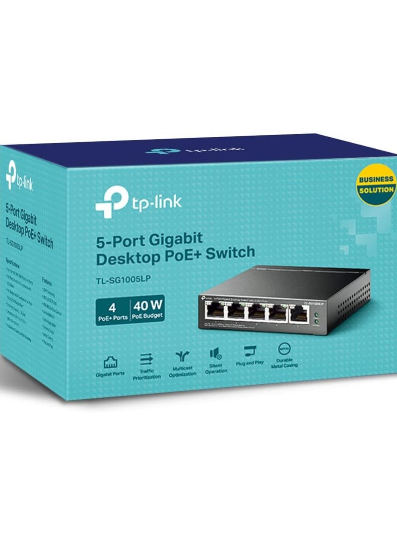 Tp-link Tl - TP Link PoE Switch 5 Port Gigabit 4 PoE+ ports up to 30 W for each PoE port and 40 W for all PoE ports Metal Casing Plug and Play Ideal for IP Surveillance and Access Point TL SG1005LP - Image 1
