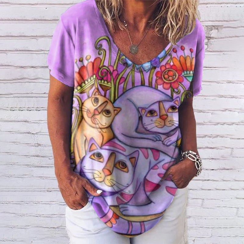 3D Printed Short-sleeved T-shirt Women's 2021 Summer Korean Style New Women's T-shirt - Image 1