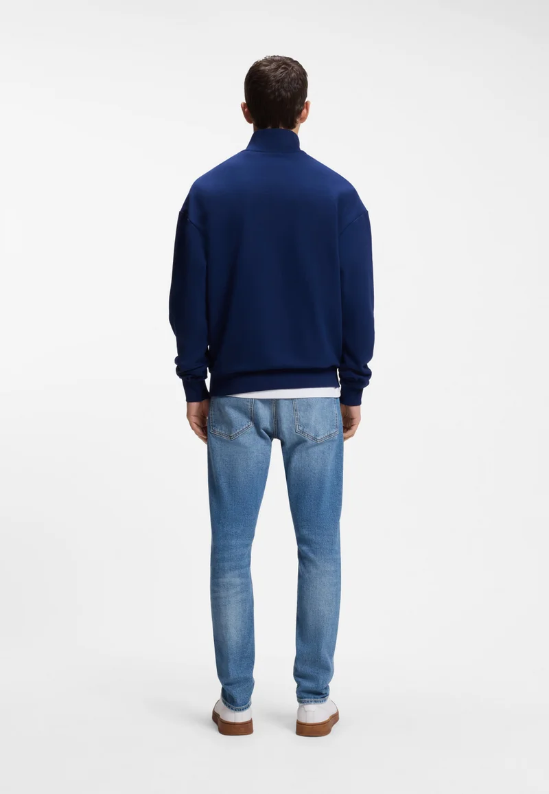HUGO Dark Blue Cotton-terry sweatshirt with zip collar for Men | Best Price UAE