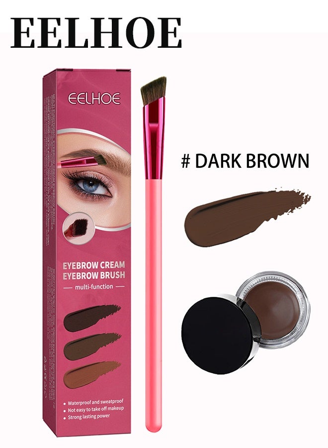إيلهو فرشاة حواجب كريم حواجب متعددة الوظائف ، مقاومة للماء للعرق ، مكياج طويل الأمد ، الوصول إلى التأثير المحيطي لظلال عيون الحواجب البرية المائلة ، مناسبة للاستخدام في المكياج (#Dark بني) - Image 1