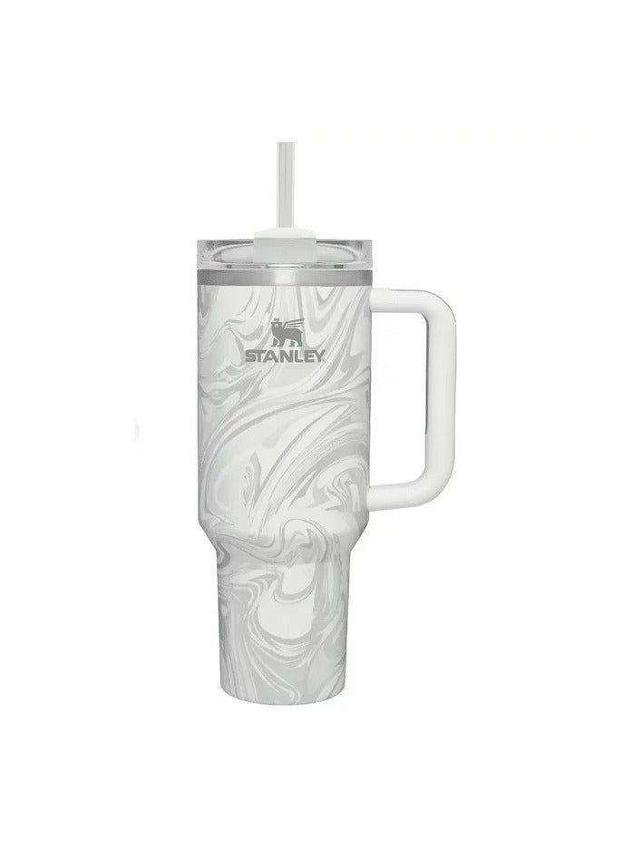 Stanley Stanley cup H2.0 Stainless Steel with Lid and Straw for Water Iced Tea,Coffee and Smoothie,Polar Swirl,40 oz  - Image 1