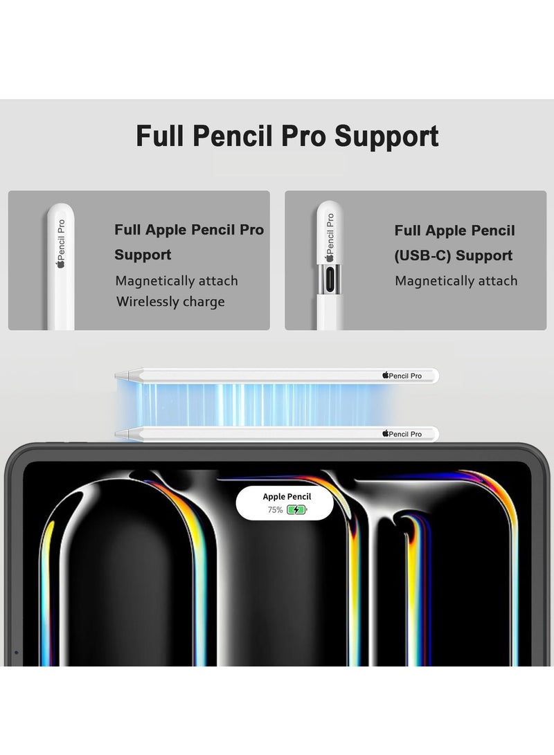 DUSALA iPad Pro 11 Inch Case M4 2024 (5th Generation) with Pencil Holder, [Support Pencil Pro and Pencil (USB-C)], Trifold Stand Smart Case with Soft TPU Back, Auto Wake/Sleep (Black) - Image 3