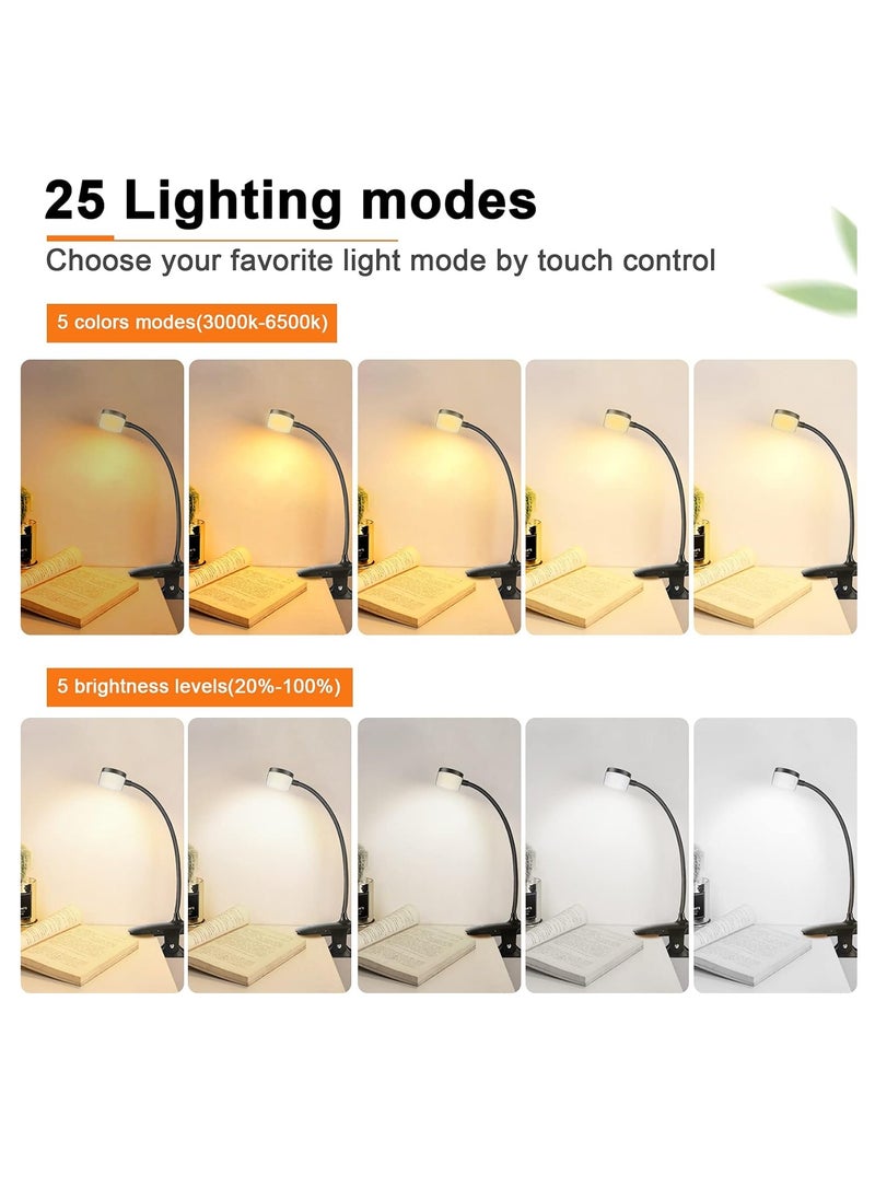 ARNOTEC LED Desk Lamp, 36 LED USB Rechargeable Reading Light with 5 Color Modes 5 Brightness, Eye Protection Book Clamp Clip on Light for Headboard and Video Conference  - Image 2