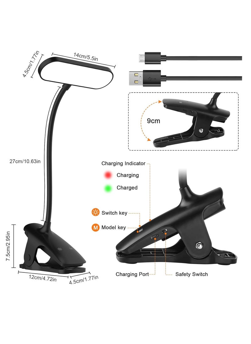 ARNOTEC LED Desk Lamp, 36 LED USB Rechargeable Reading Light with 5 Color Modes 5 Brightness, Eye Protection Book Clamp Clip on Light for Headboard and Video Conference  - Image 4