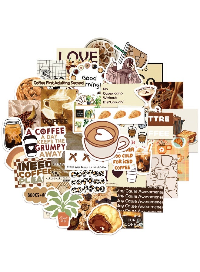 NIBEMINENT 50 Pcs Ins Style Coffee Inspirational Phrase Deco Kit Waterproof Stickers, High Definition Printing Bright Colors, Suitable for Laptop Skateboard Luggage Water Bottle Guitar DIY - Image 2