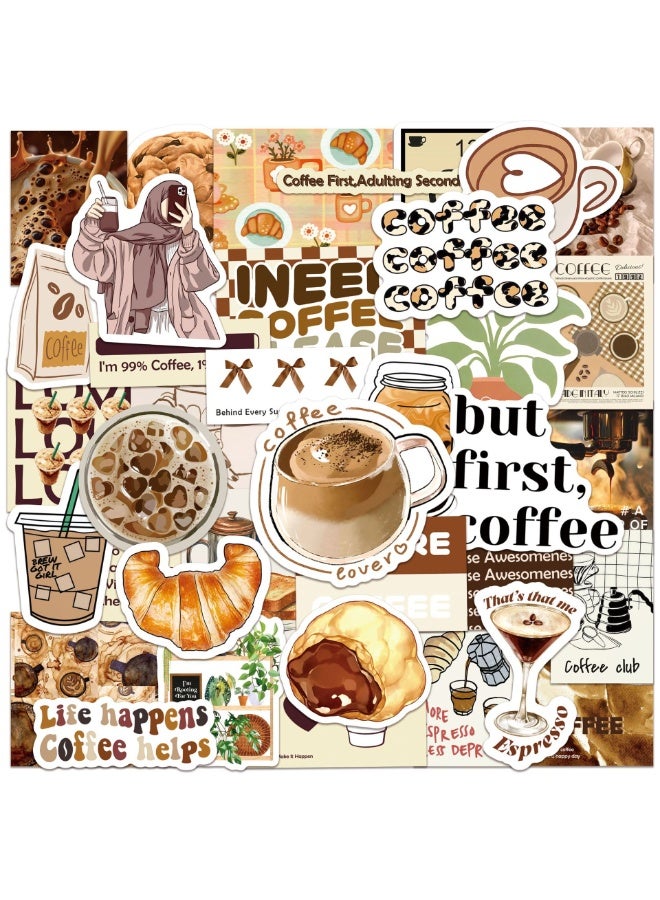 NIBEMINENT 50 Pcs Ins Style Coffee Inspirational Phrase Deco Kit Waterproof Stickers, High Definition Printing Bright Colors, Suitable for Laptop Skateboard Luggage Water Bottle Guitar DIY - Image 1