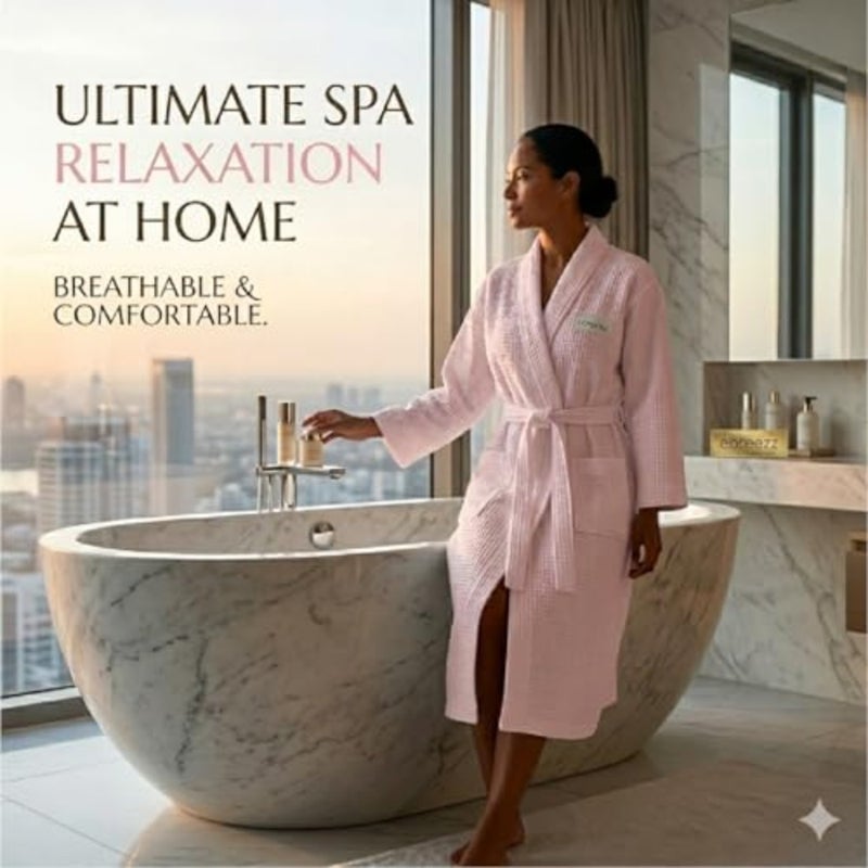 Waffle Bathrobe, 280 GSM Cotton, Soft and Comfortable, Breathable Quick Drying Robe, for Adults and - Image 3