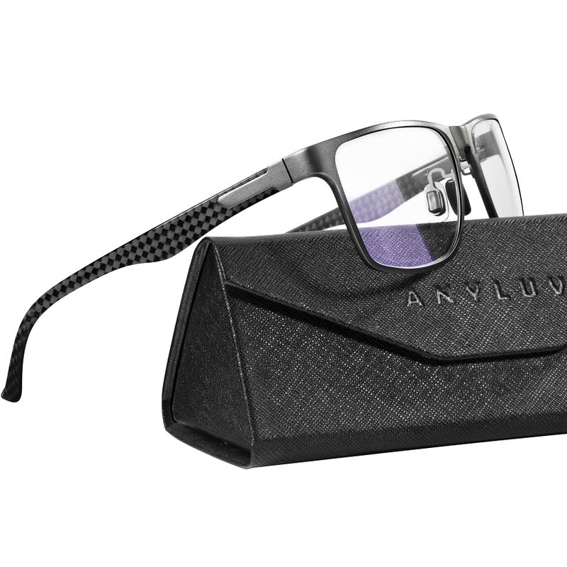 ANYLUV Blue Light Blocking Glasses Men Computer Gaming Glasses Lightweight AlMg Metal Anti Eyestrain Eye Protection
