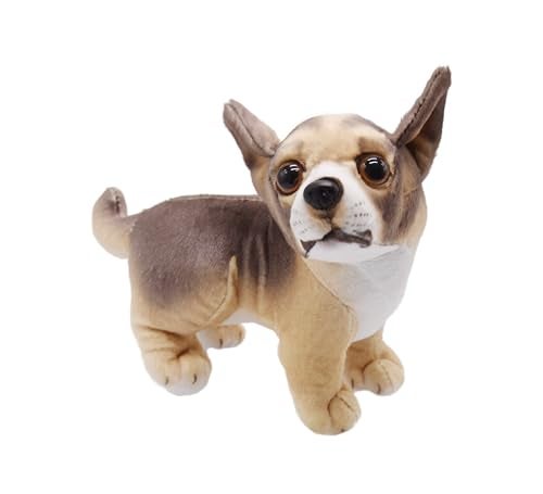 YONLIT Lifelike Chihuahua Stuffed Animal Animated Plush Puppy Toy Doll Super Realistic Dogs Act Like Real Excellent Gifts for Kids Birthday Party Dog Collection 9 Inches (Chihuahua) - Image 1