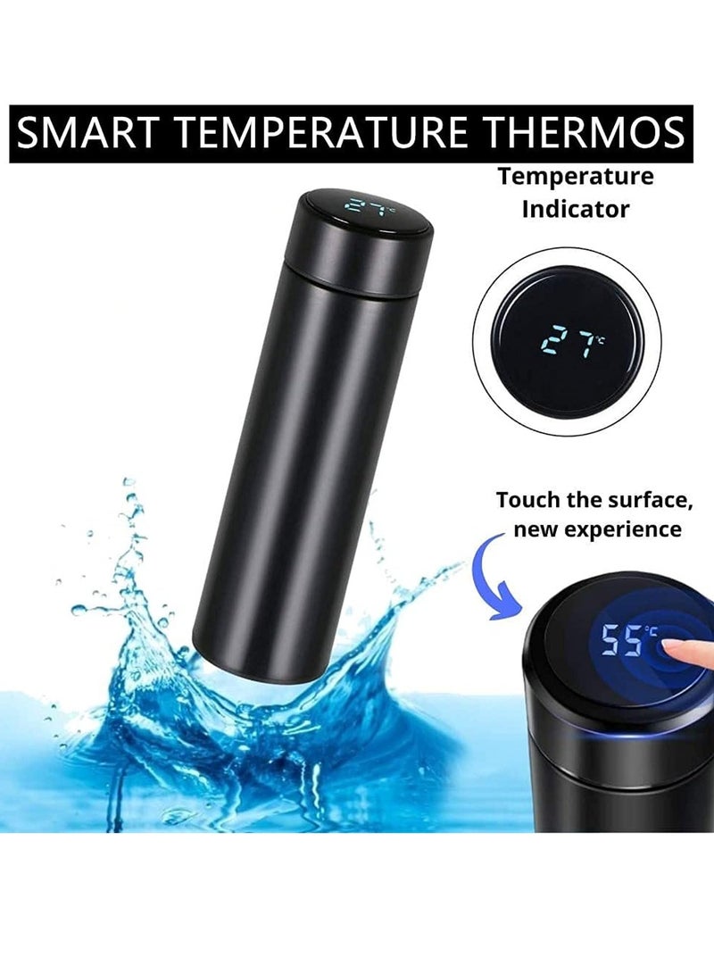 Vitacelli زجاجة مياه معزولة بالفراغ مع شاشة عرض درجة الحرارة الذكية باللون الأسود سعة 500 مل - Image 3