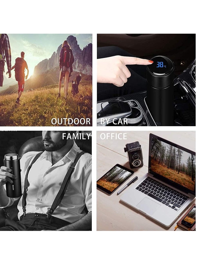 Vitacelli زجاجة مياه معزولة بالفراغ مع شاشة عرض درجة الحرارة الذكية باللون الأسود سعة 500 مل - Image 4