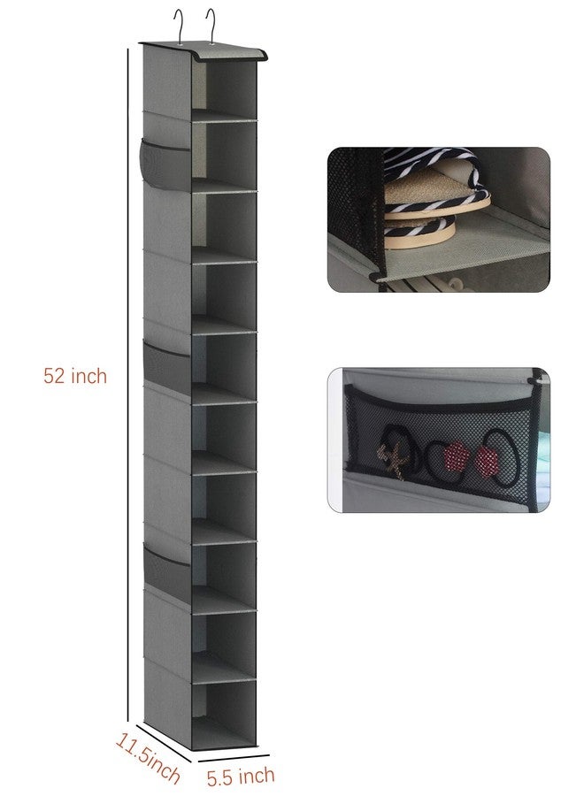 Libeder Hanging Shoe Organizer,10-Shelf Hanging Closet Organizers and Storage Shoes Organizer Shelves Hanging Shoe Rack Holder with 6 Mesh Side Pockets Gray - Image 5