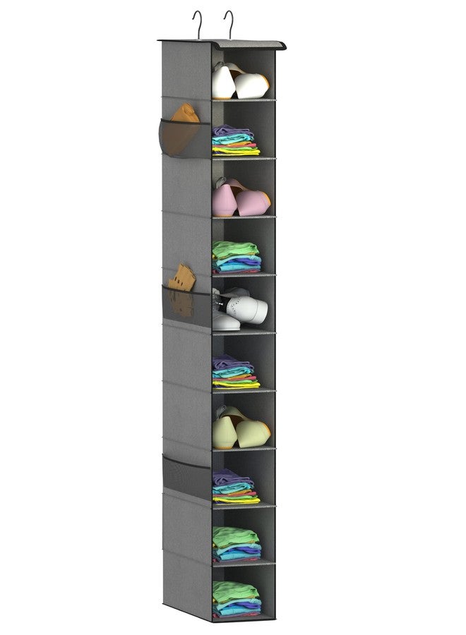 Libeder Hanging Shoe Organizer,10-Shelf Hanging Closet Organizers and Storage Shoes Organizer Shelves Hanging Shoe Rack Holder with 6 Mesh Side Pockets Gray - Image 1