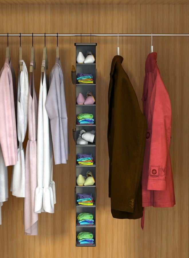 Libeder Hanging Shoe Organizer,10-Shelf Hanging Closet Organizers and Storage Shoes Organizer Shelves Hanging Shoe Rack Holder with 6 Mesh Side Pockets Gray - Image 2
