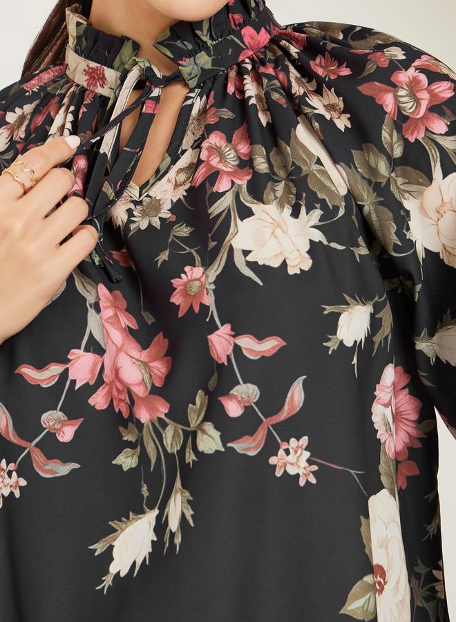 Styli Women Black Floral Printed Blouse - Image 3