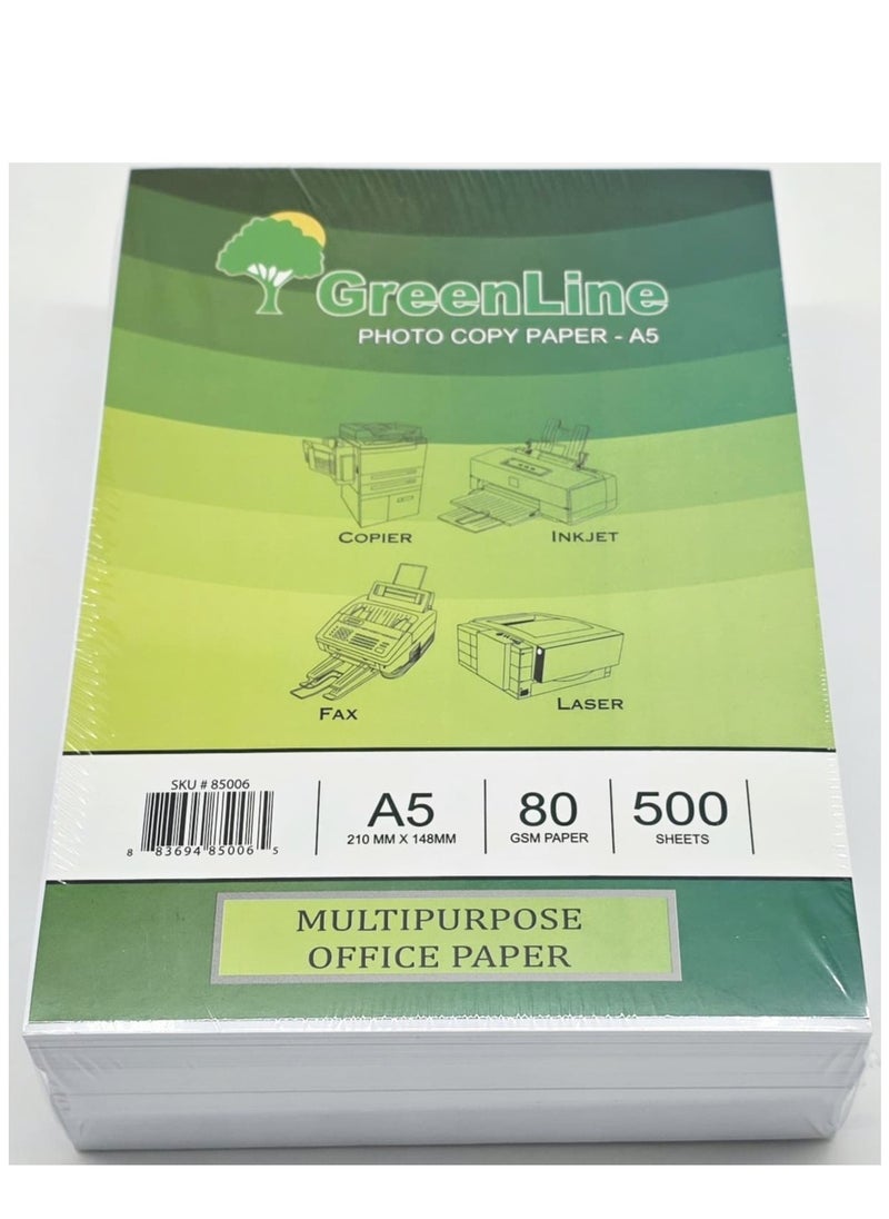 Greenline 500 Piece A5 Photocopy Paper Set 80 GSM 