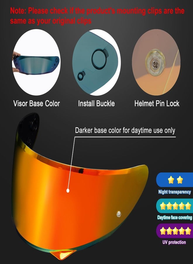 PSLER HJ-34P Visor - HJ-34P Visor Tinted C10 Helmet Visor Pinlock-Ready Face Shield for HJ-34P C10,Deep Red - Image 3