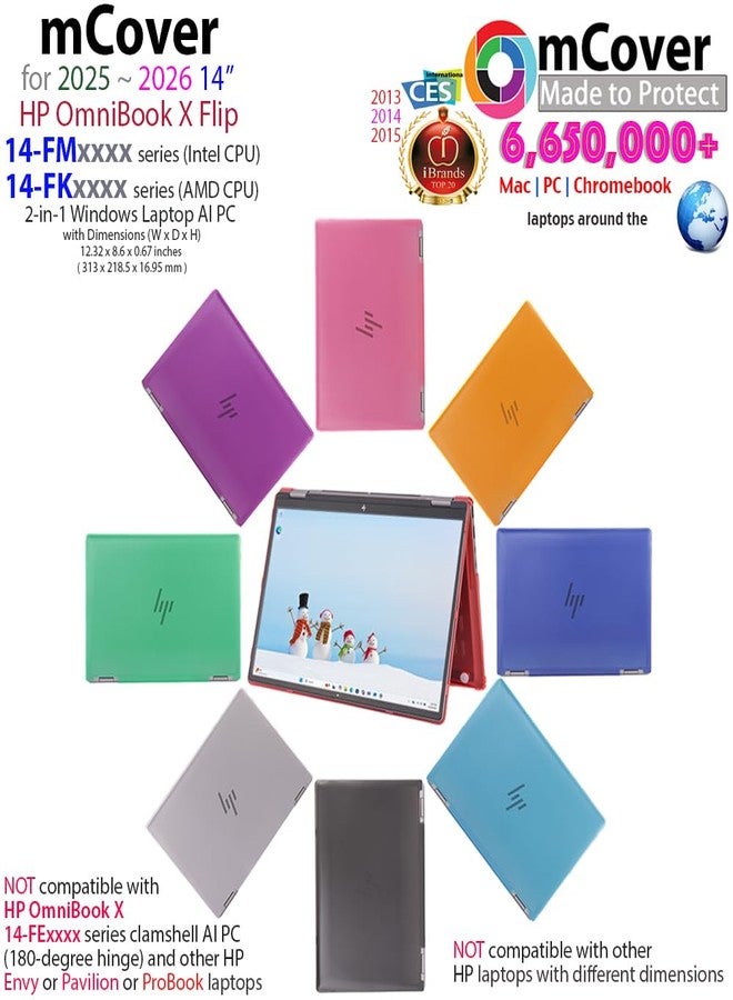 mCover Hard Case ONLY Compatible for 2025+ 14" HP OmniBook X Flip 14-FMxxxx 14-FKxxxx 2-in-1 (with 360° Hinge) Windows Laptop (NOT Fitting Any Other HP Models)- Pink - Image 2