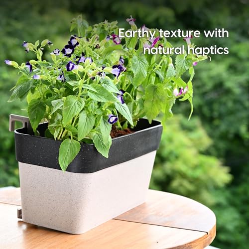 Eha Earth Friendly Duo Sling 1 inch Pots for Plants | Set of 2 Flower Pots for Home Decoration | Made with Bamboo Fibers, UV Protected Flower Pot | Hanging Planters for Living Room | Charcoal - Image 4