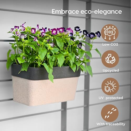 Eha Earth Friendly Duo Sling 1 inch Pots for Plants | Set of 2 Flower Pots for Home Decoration | Made with Bamboo Fibers, UV Protected Flower Pot | Hanging Planters for Living Room | Charcoal - Image 3