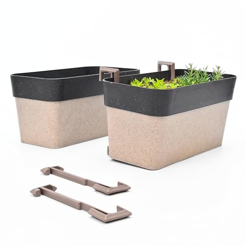 Eha Earth Friendly Duo Sling 1 inch Pots for Plants | Set of 2 Flower Pots for Home Decoration | Made with Bamboo Fibers, UV Protected Flower Pot | Hanging Planters for Living Room | Charcoal - Image 1