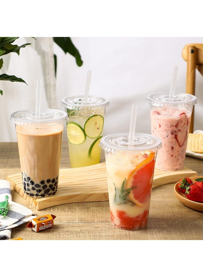 100 Pcs Clear Disposable Plastic Straws, Boba Straws Smoothie Straws, Individually Wrapped Disposable Plastic Jumbo Large Wide-mouthed Milkshake Drinking Straws (21cm Long X 1.1 cm Diameter) - Image 4