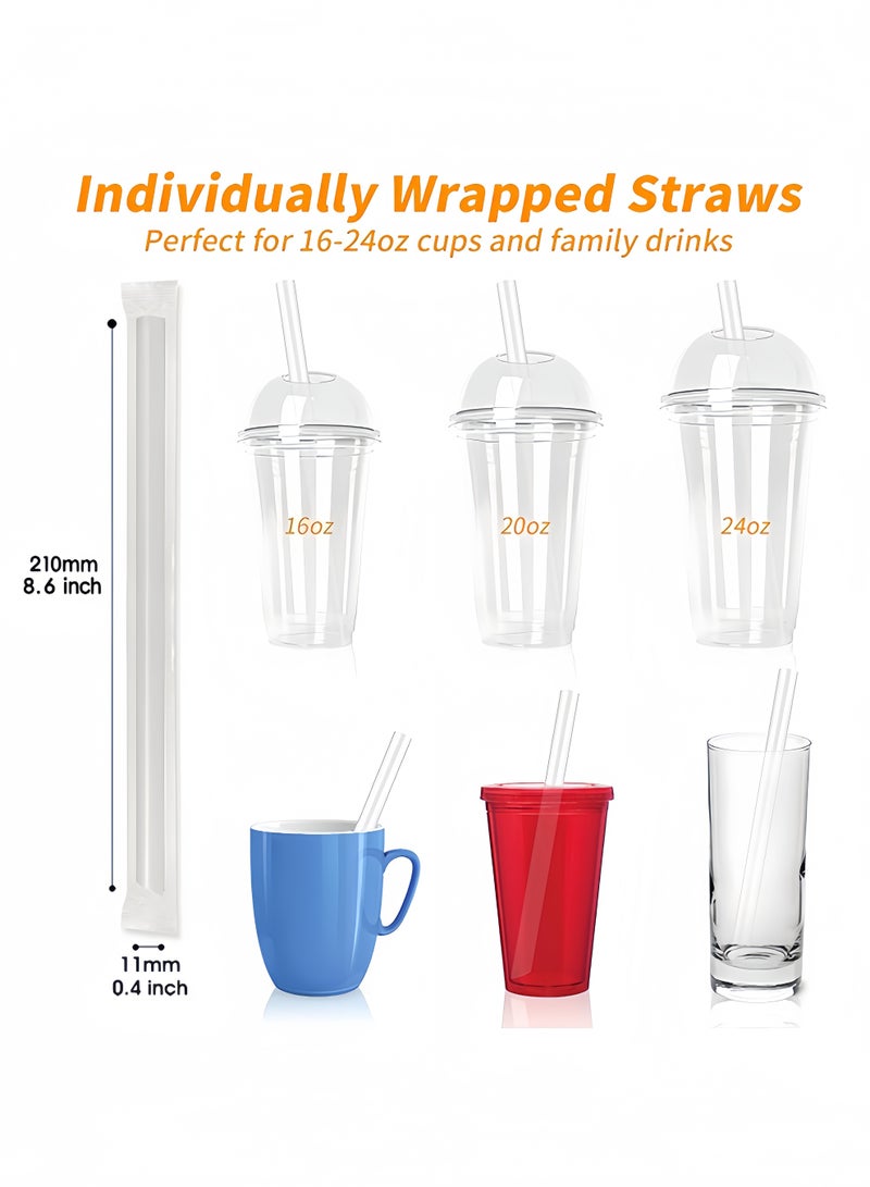 100 Pcs Clear Disposable Plastic Straws, Boba Straws Smoothie Straws, Individually Wrapped Disposable Plastic Jumbo Large Wide-mouthed Milkshake Drinking Straws (21cm Long X 1.1 cm Diameter) - Image 2