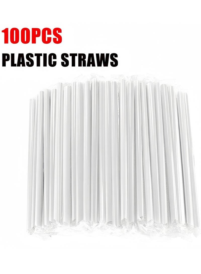 100 Pcs Clear Disposable Plastic Straws, Boba Straws Smoothie Straws, Individually Wrapped Disposable Plastic Jumbo Large Wide-mouthed Milkshake Drinking Straws (21cm Long X 1.1 cm Diameter) - Image 1