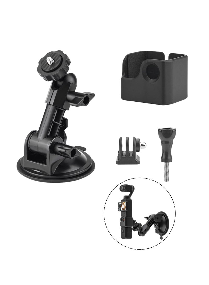 اعاره حامل شفط لإكسسوارات DJI Osmo Pocket 3، حامل لوحة القيادة على الزجاج الأمامي للسيارة مع محول توسيع لحامل السيارة DJI Osmo Pocket 3، GoPro Hero 12-7، حامل كاميرا الحركة والهاتف - Image 1