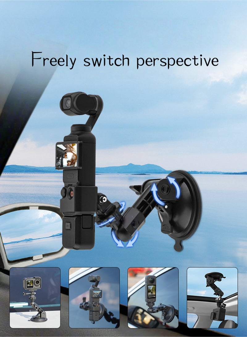 اعاره حامل شفط لإكسسوارات DJI Osmo Pocket 3، حامل لوحة القيادة على الزجاج الأمامي للسيارة مع محول توسيع لحامل السيارة DJI Osmo Pocket 3، GoPro Hero 12-7، حامل كاميرا الحركة والهاتف - Image 3