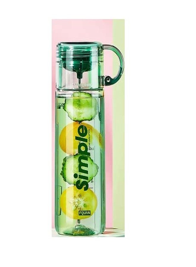 TEMSON Fruit Infuser Detox Water Bottle, BPA-Free Stylish Water Bottle with Rod & ebook, Fruit Detox Bottle for Girls,Kids Water Bottle - 620 ML (FQ-3150) (Green) - Image 1