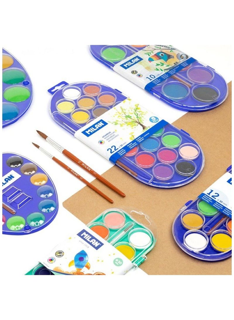 MILAN Set Of 12 Opaque Watercolour Tablets Ø 30 Mm With Brush - Image 2