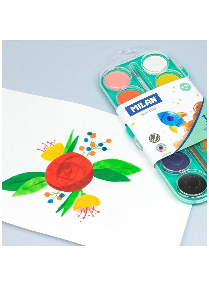 MILAN Set Of 12 Opaque Watercolour Tablets Ø 30 Mm With Brush - Image 5