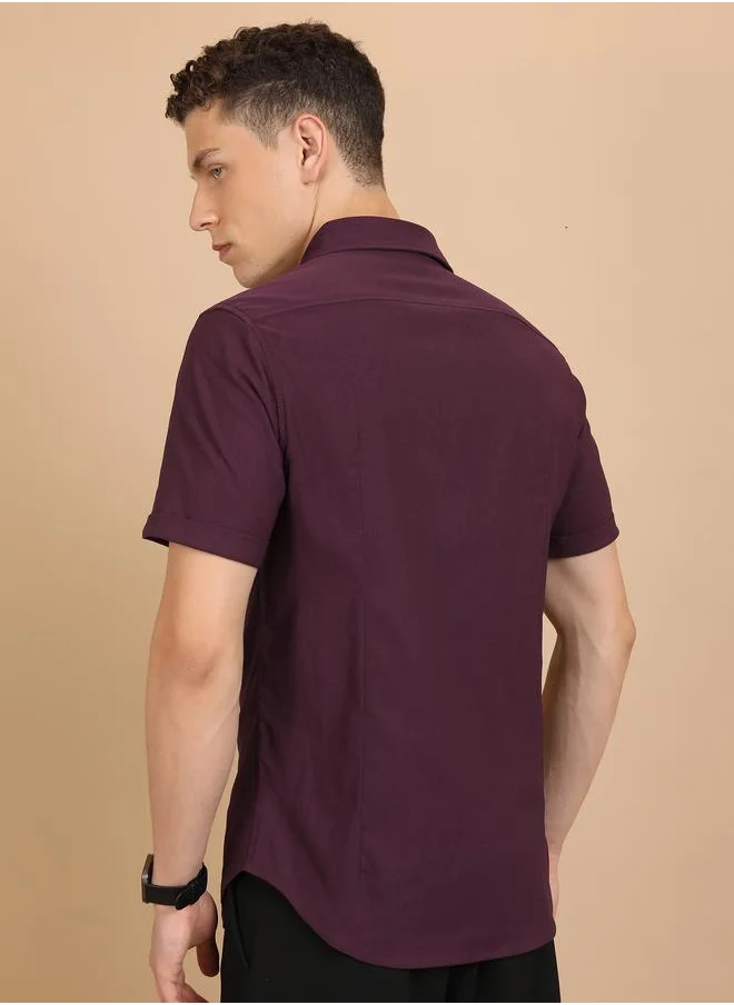 Ketch Slim Fit Spread Collar Casual Shirt by Styli